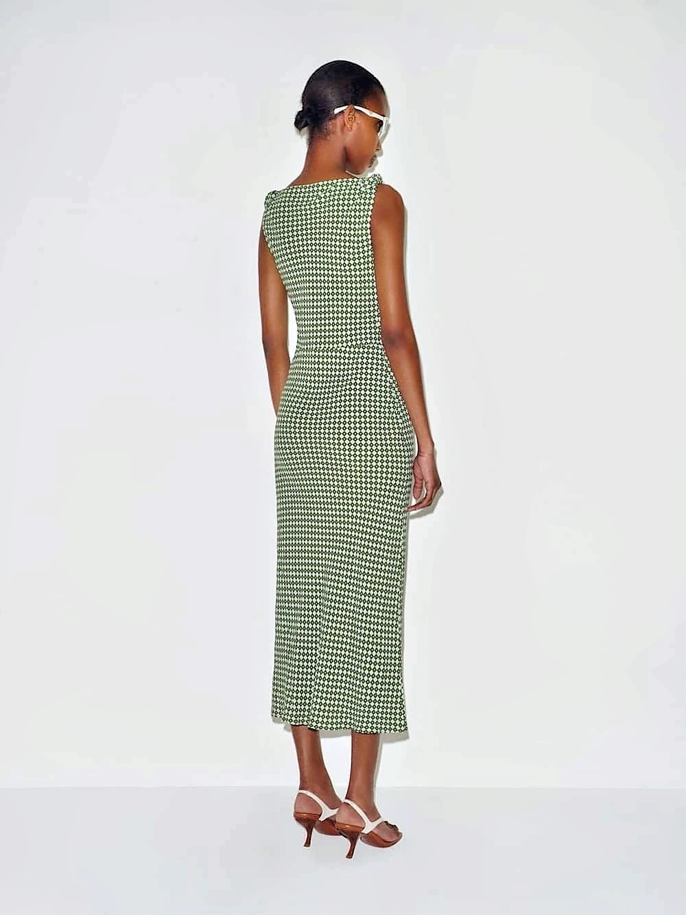 Reformation Sorrel Dress Floral Midi Green & White Medium - Picture 7 of 8